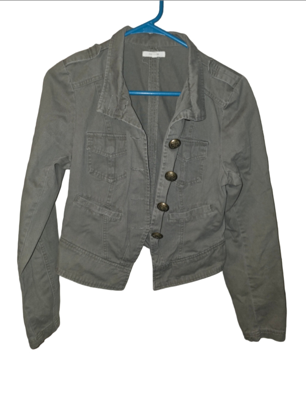 Women's Maurices Utility Jacket Size S Grey olive coat fall chic button-down y2k